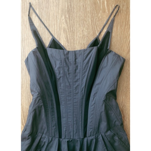 Zac Posen Gray Black Corset Bustier Dress SZ 8 6 - Picture 5 of 8